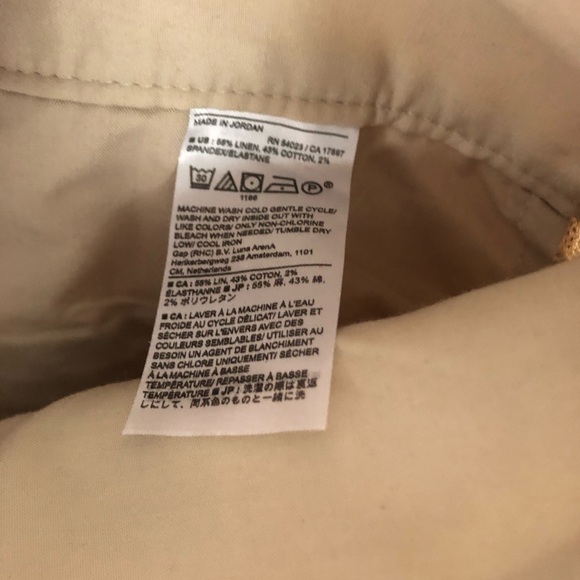 Banana Republic Linen Cotton Herringbone Neutral Tan Super High-Waisted Ankle - Picture 6 of 16